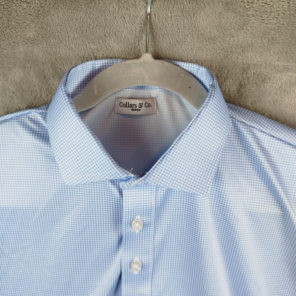 NWOT Collars And Co Blue Houndstooth Dress Collar‎ Polo Shirt Mens Medium Golf